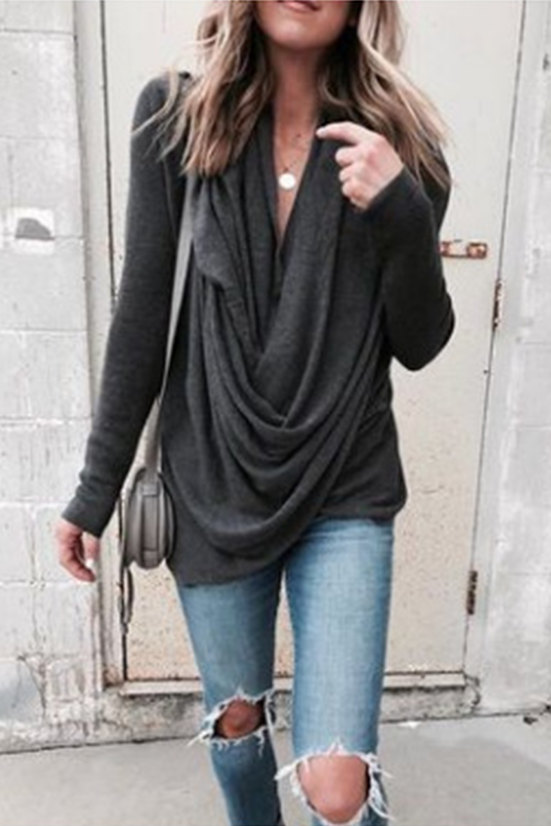 Casual & Stylish Classic Solid Patchwork U Neck Tops