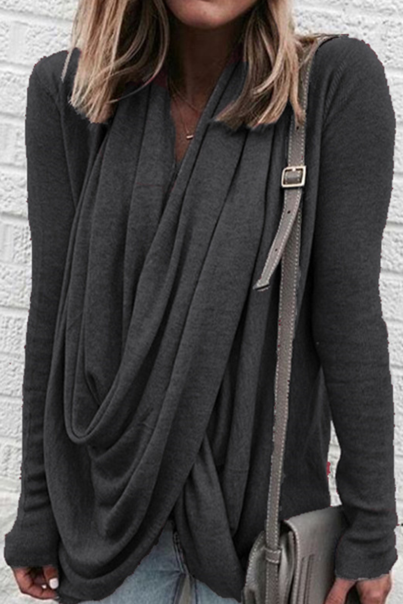 Casual & Stylish Classic Solid Patchwork U Neck Tops