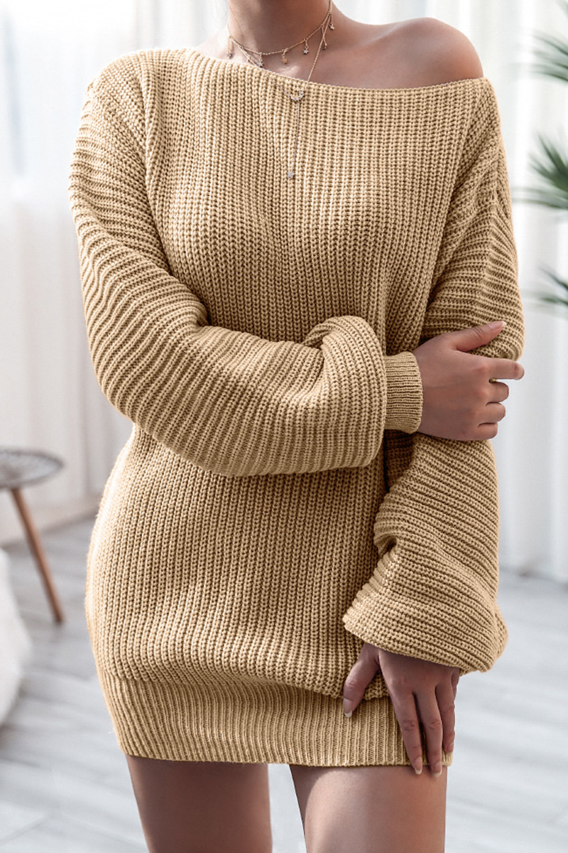 Fashion Casual & Stylish Classic Solid Bateau Neck Straight Dresses