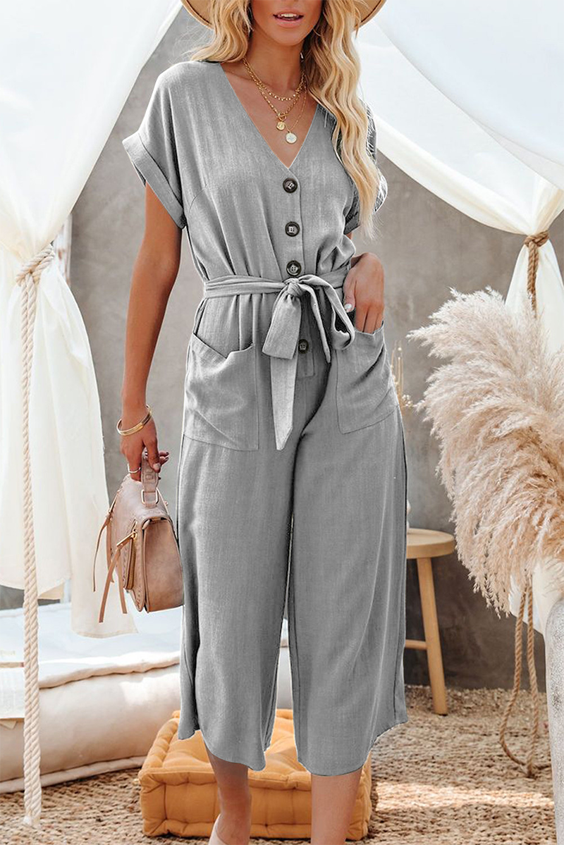 Casual en stijlvolle klassieke effen rechte jumpsuits met V-hals (5 kleuren)