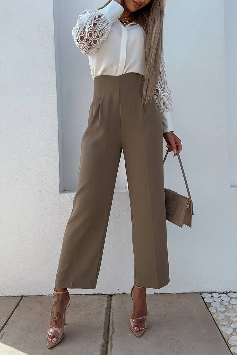 Fashion Classic Solid Hollowed Out Turndown Collar Blouses