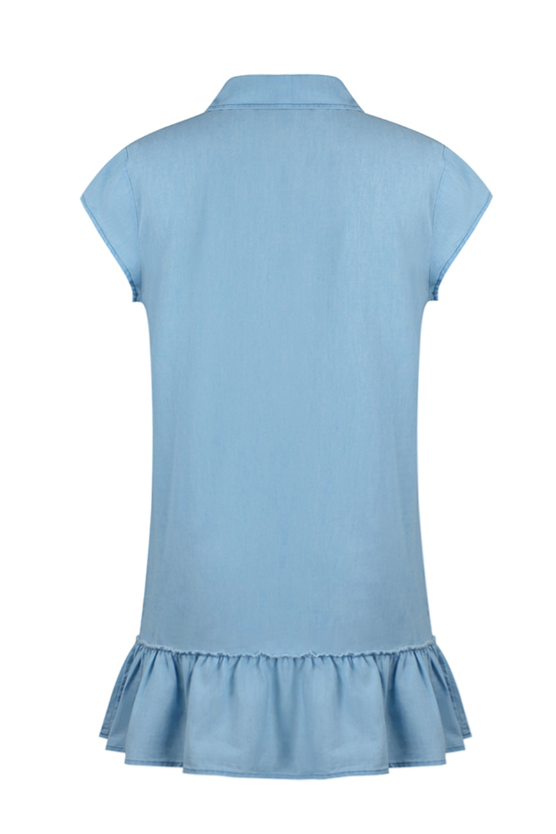 Casual Street Solid Buckle Flounce Polo Collar A Line Dresses Elegant For Special Occasions