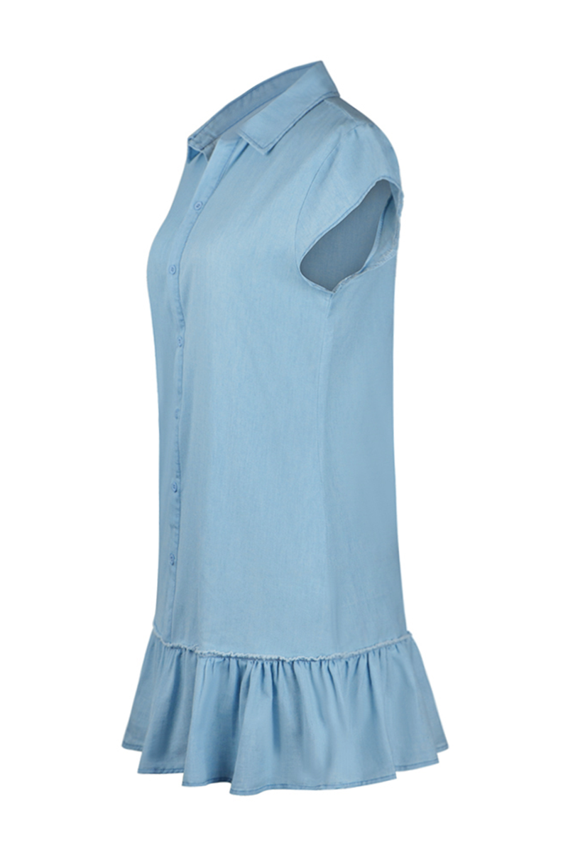Casual Street Solid Buckle Flounce Polo Collar A Line Dresses Elegant For Special Occasions