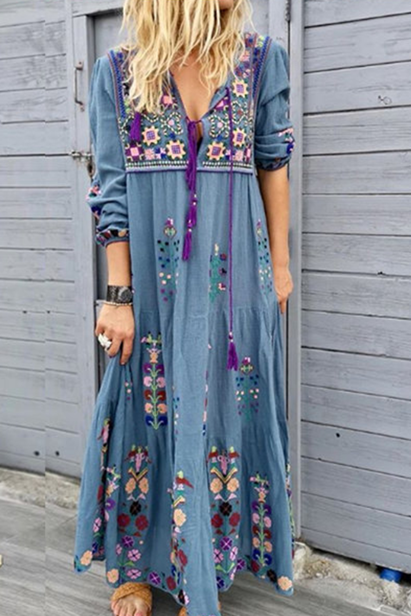 Sierlijke rechte jurken met V-hals en print (aangeboden in 4 kleuren)