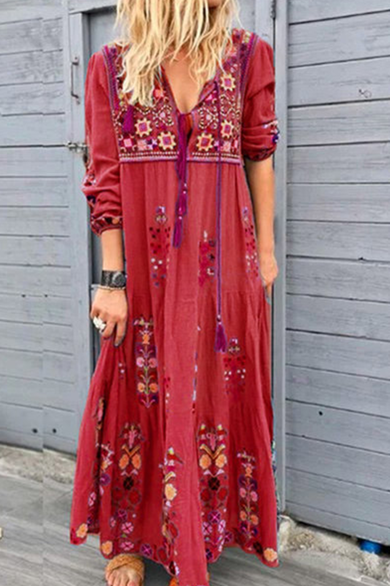 Sierlijke rechte jurken met V-hals en print (aangeboden in 4 kleuren)