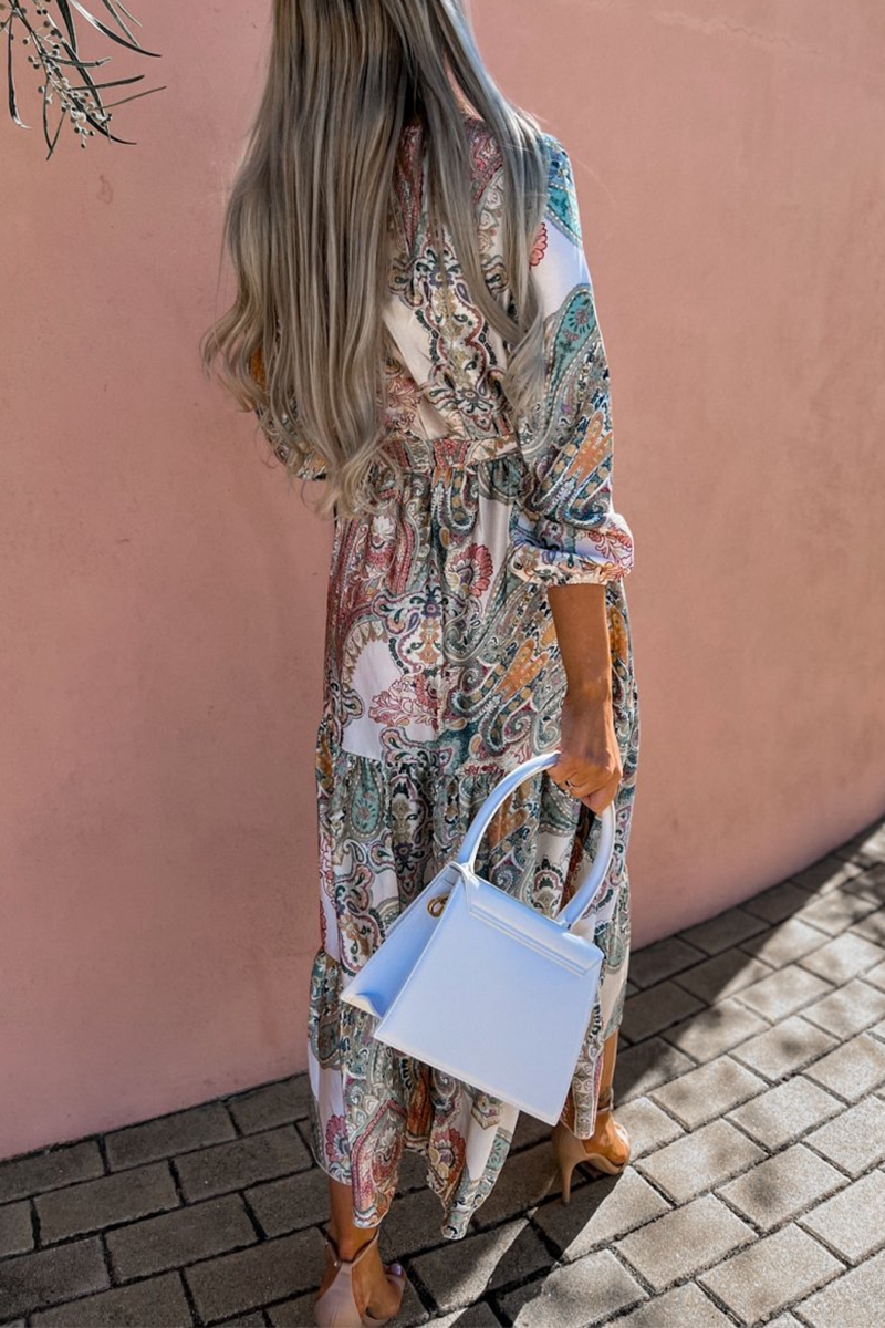 Casual en stijlvolle taartrokjurken met V-hals en print (3 kleuren)