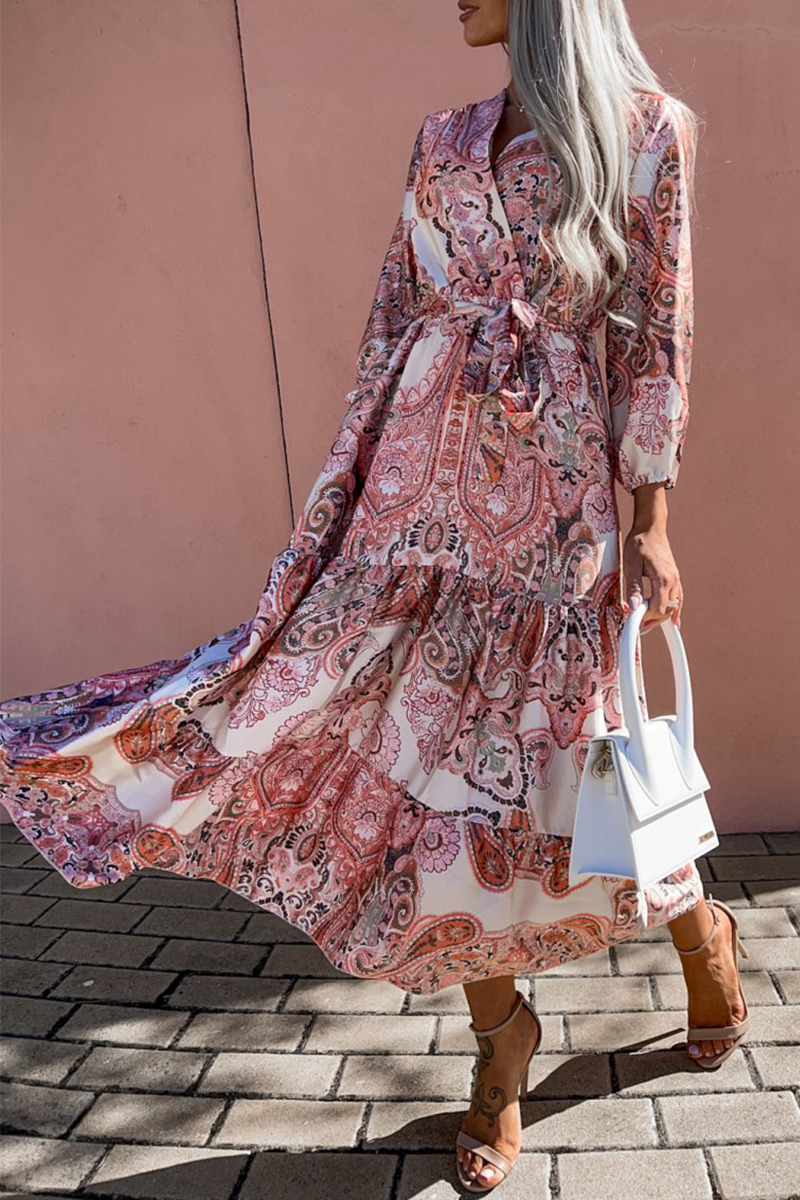 Casual en stijlvolle taartrokjurken met V-hals en print (3 kleuren)