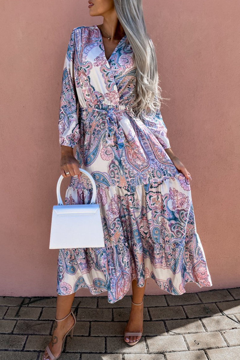 Casual en stijlvolle taartrokjurken met V-hals en print (3 kleuren)