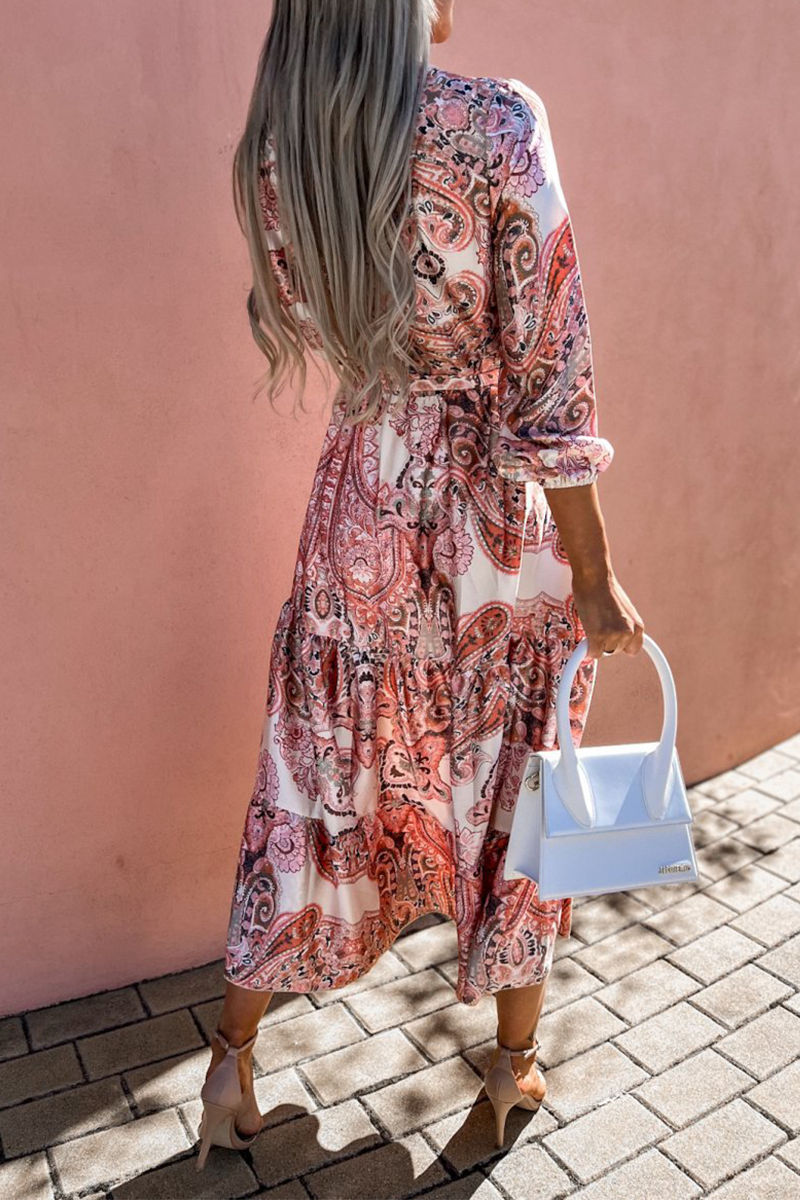 Casual en stijlvolle taartrokjurken met V-hals en print (3 kleuren)