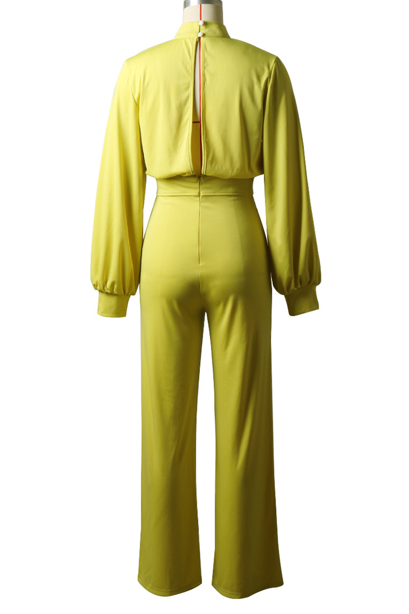Casual effen rechte jumpsuits met halve col, perfect voor comfort en stijl