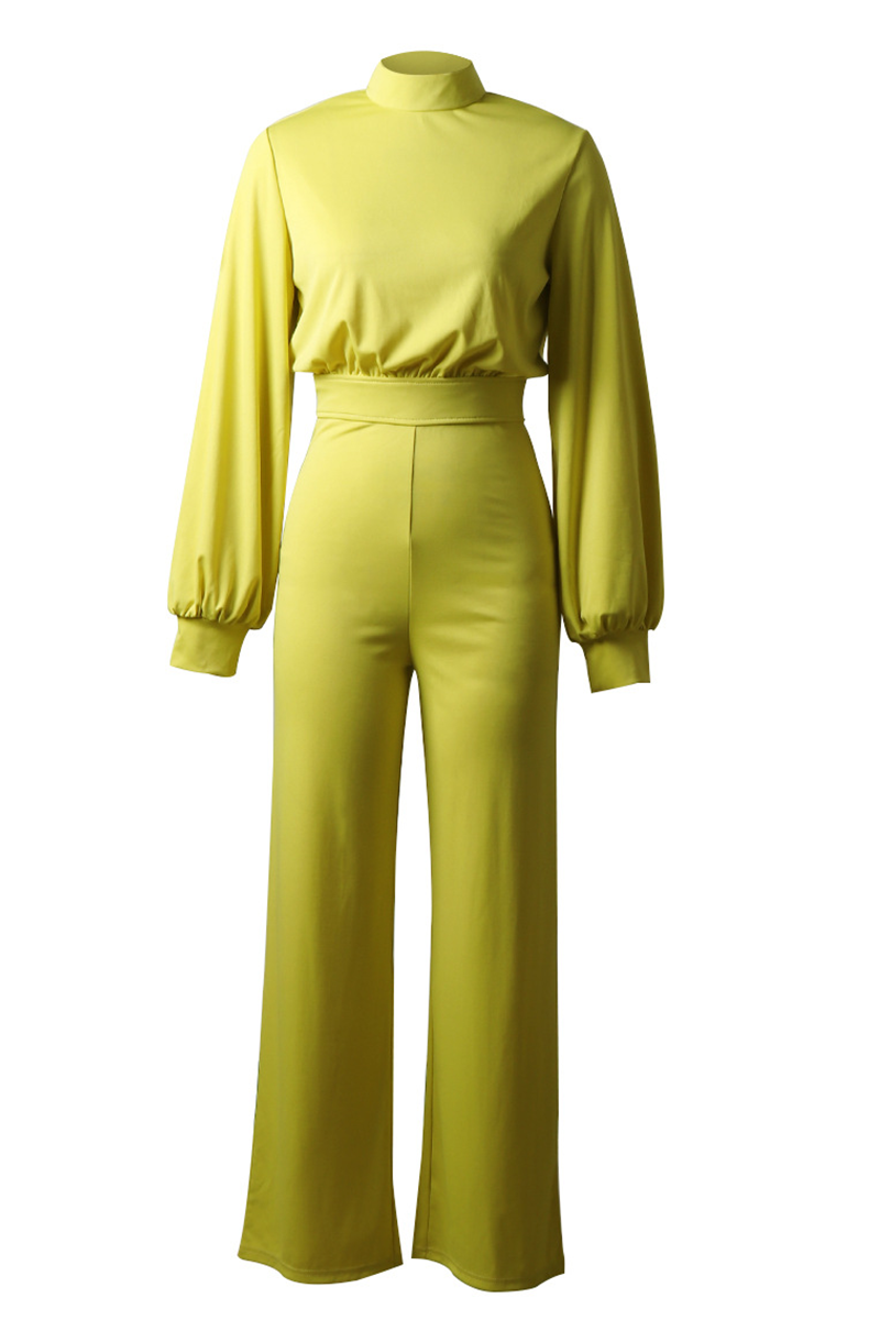 Casual effen rechte jumpsuits met halve col, perfect voor comfort en stijl