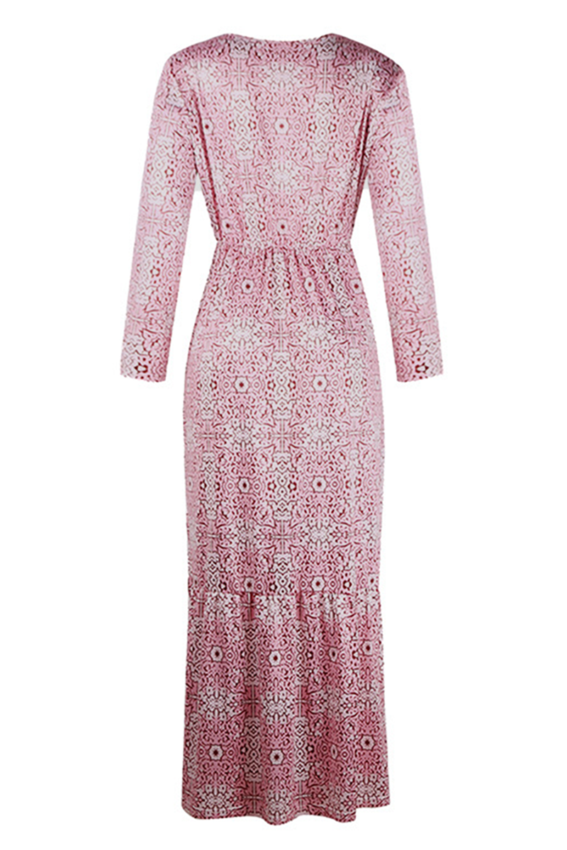 Casual en stijlvolle jurken met print, gesp en split en O-hals