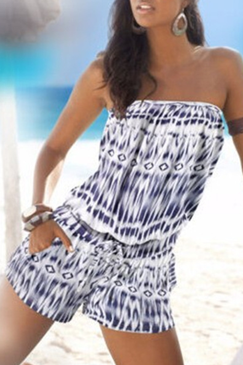 Casual & Stylish Print Strapless Straight Jumpsuits(3 Colors)