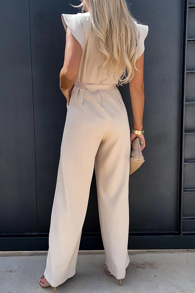 Casual & Stylish Classic Solid Flounce O Neck Straight Jumpsuits(3 Colors)