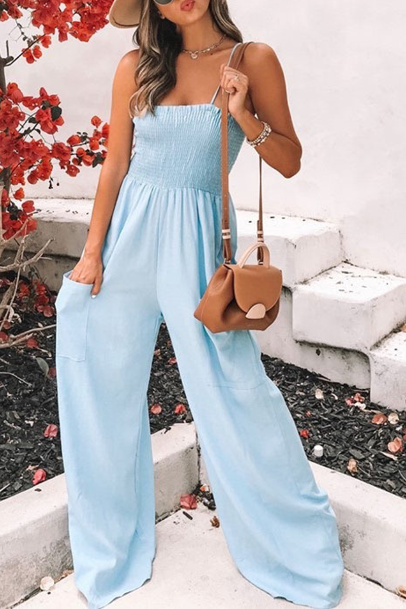 Fashion Living Klassieke effen zakspaghettiband losse jumpsuits (5 kleuren)