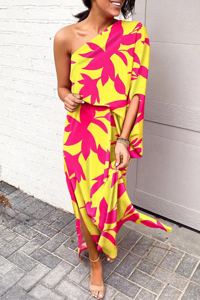 Casual print één schouder taille rokjurken Elegant voor speciale gelegenheden