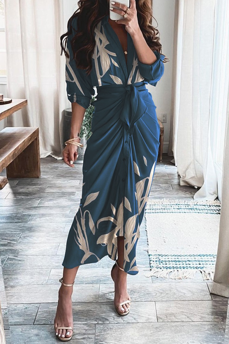 Casual print patchwork V-hals onregelmatige jurk Jurken elegant voor speciale gelegenheden