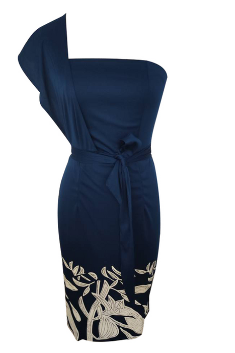 Casual print patchwork één schouder kokerrok jurken elegant voor speciale gelegenheden