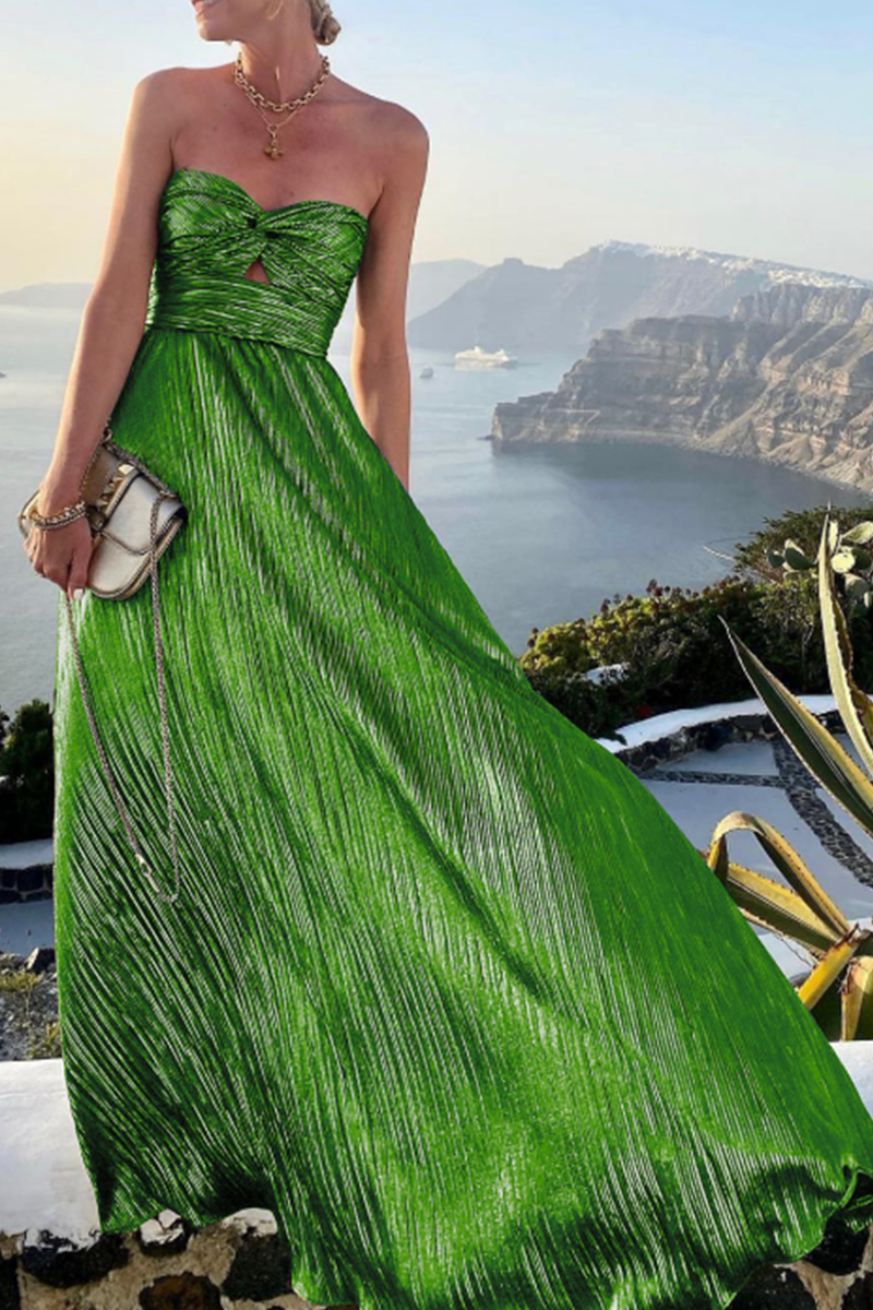 Fashion Solid Hollowed Out Strapless Cake Skirt Dresses Elegant For Special Occasions