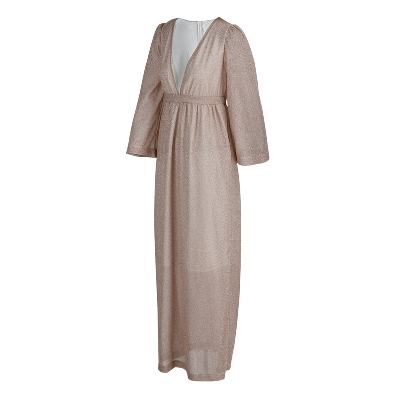 Fashion Elegant Solid Patchwork Fold V Neck Evening Dress Dresses Elegant For Special Occasions