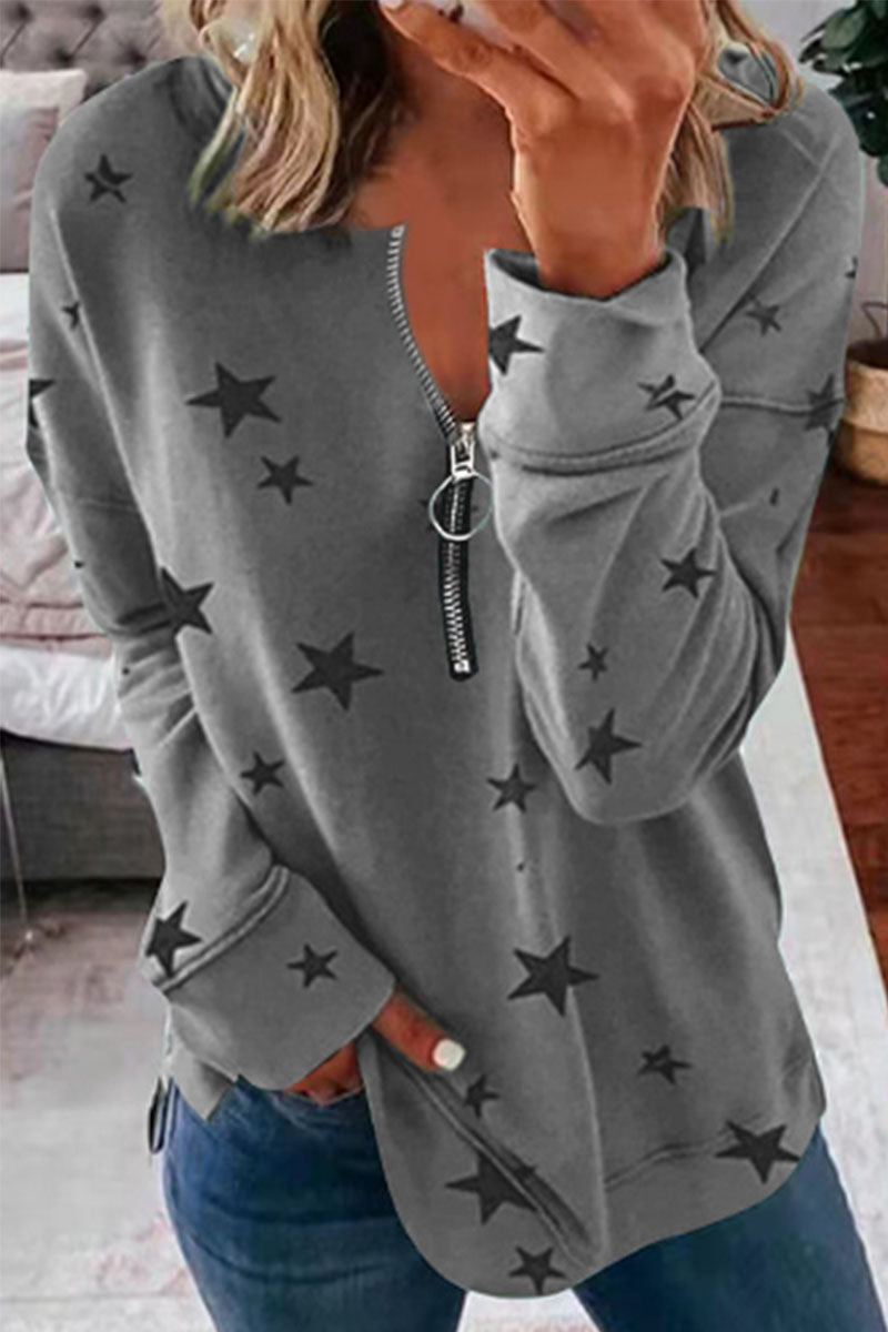 Casual & Stylish The Stars Patchwork Zipper Collar Hoodies(8 Colors)