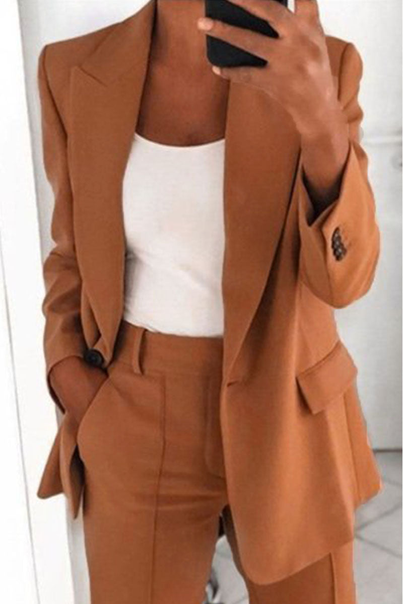 Work Daily Classic Solid Patchwork Turn-back Collar Outerwear(5 Colors)