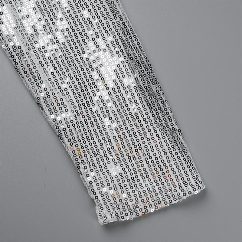 Modieuze bovenkleding met effen pailletten en patchwork met o-hals - een must-have toevoeging