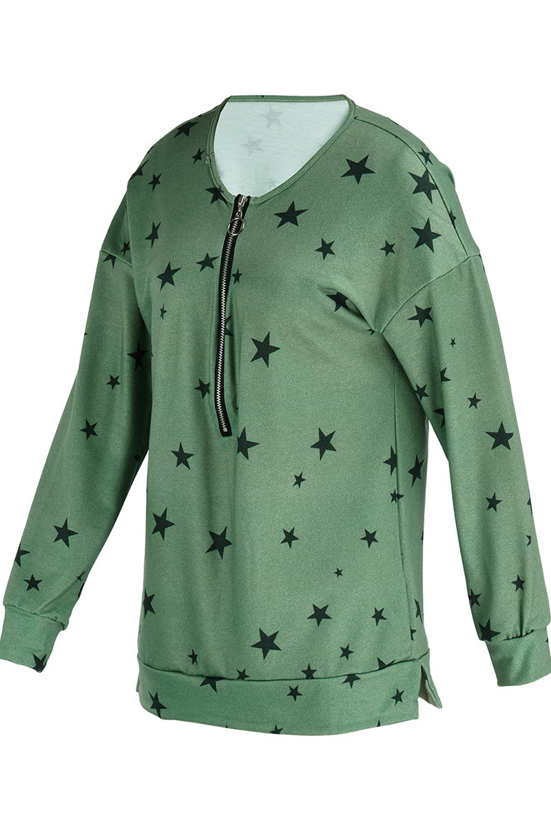 Casual & Stylish The Stars Patchwork Zipper Collar Hoodies(8 Colors)