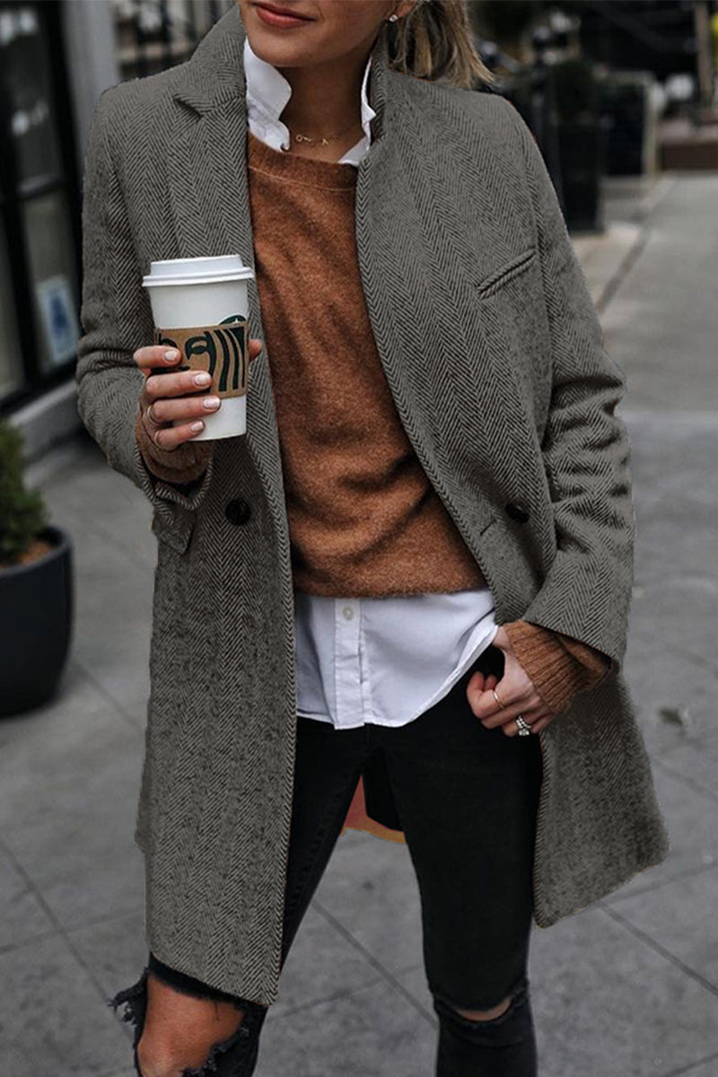 Casual straatgestreepte bovenkleding met patchwork en gesp en kraag - een must-have toevoeging