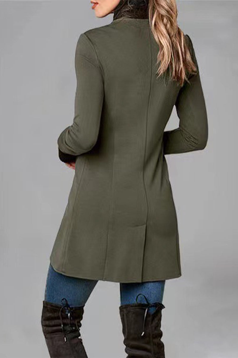 Elegante en stijlvolle college klassieke effen knopen polokraag bovenkleding (5 kleuren)