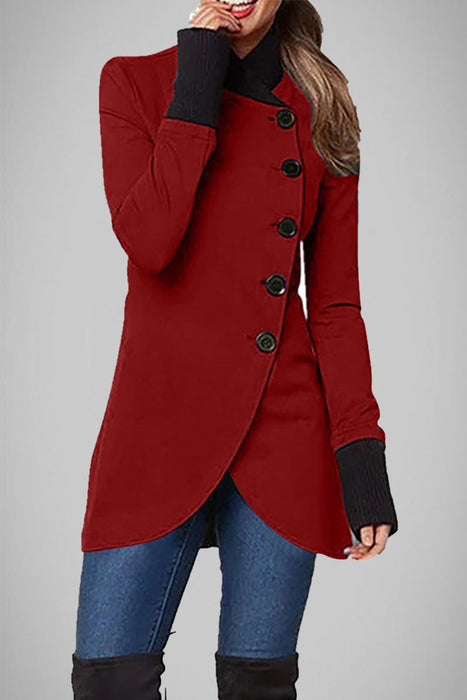 Prendas de abrigo con cuello tipo polo con botones sólidos clásicos universitarios elegantes y con estilo (5 colores)