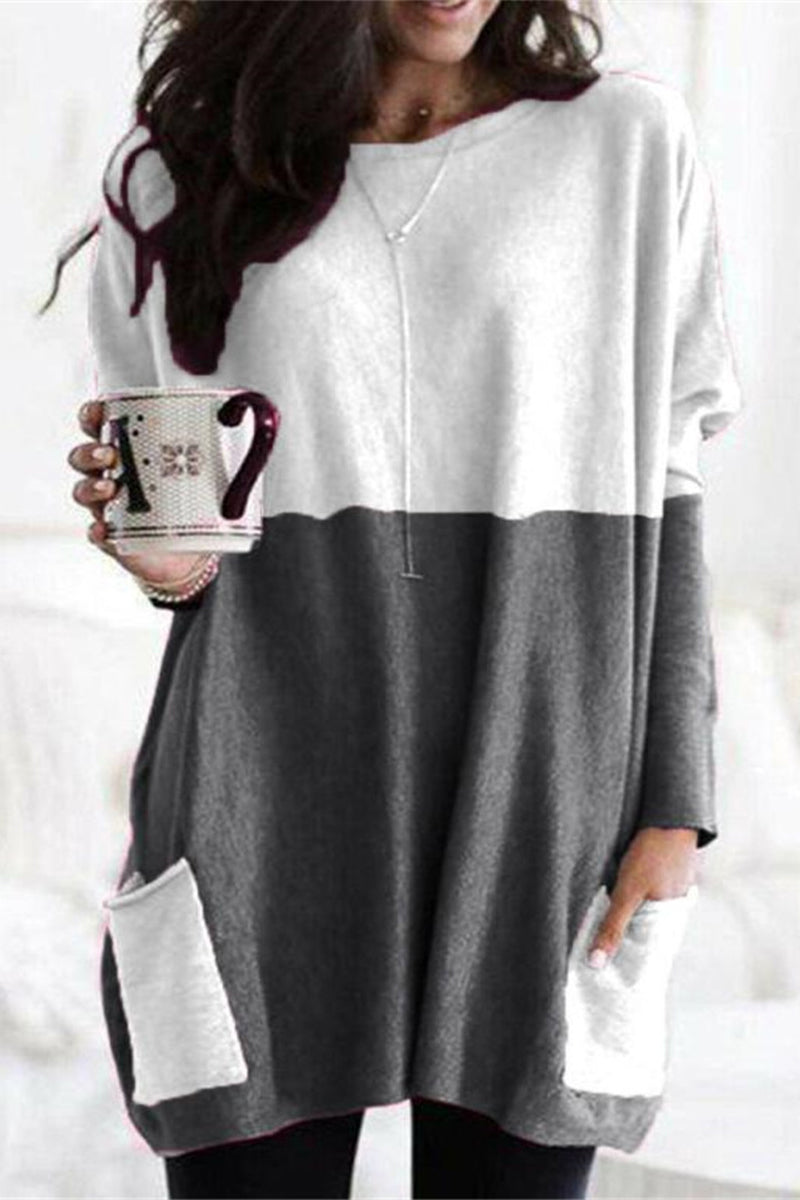 Casual & Stylish Classic Solid Patchwork Pocket V Neck Tops(12 Colors)