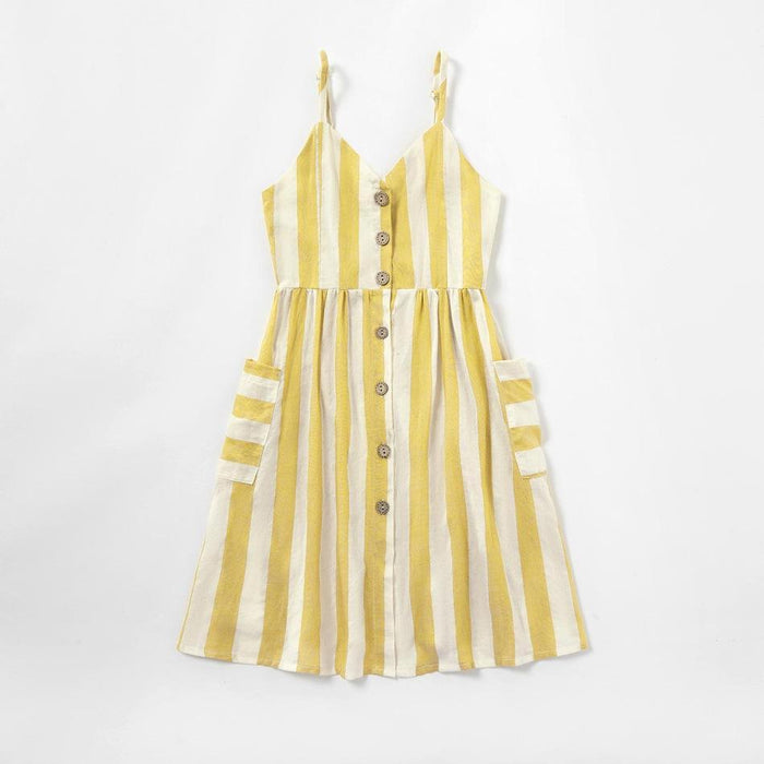 Mommy and Me Cotton  Stripe Tank Dresses Flutter-sleeve