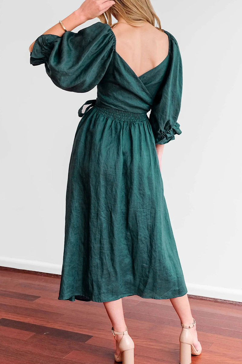 Elegant Solid Flounce Square Collar A Line Dresses Elegant For Special Occasions