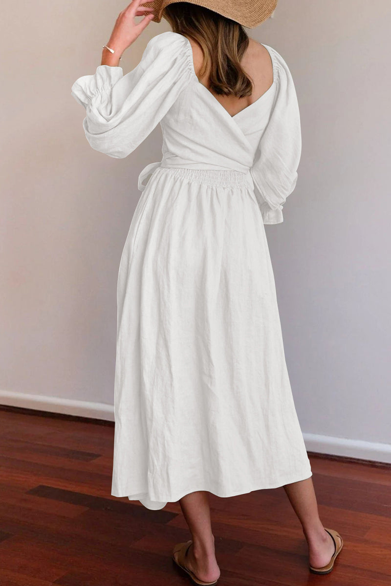 Elegant Solid Flounce Square Collar A Line Dresses Elegant For Special Occasions