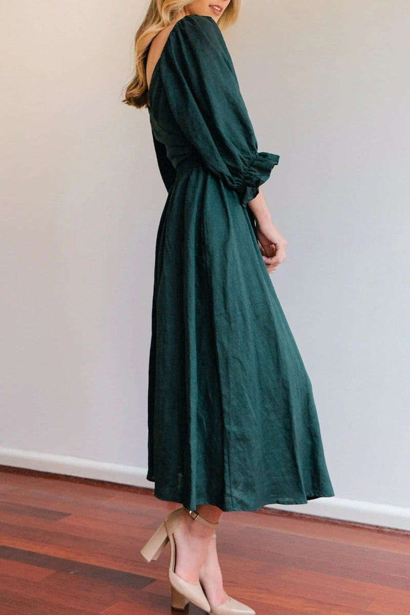 Elegant Solid Flounce Square Collar A Line Dresses Elegant For Special Occasions