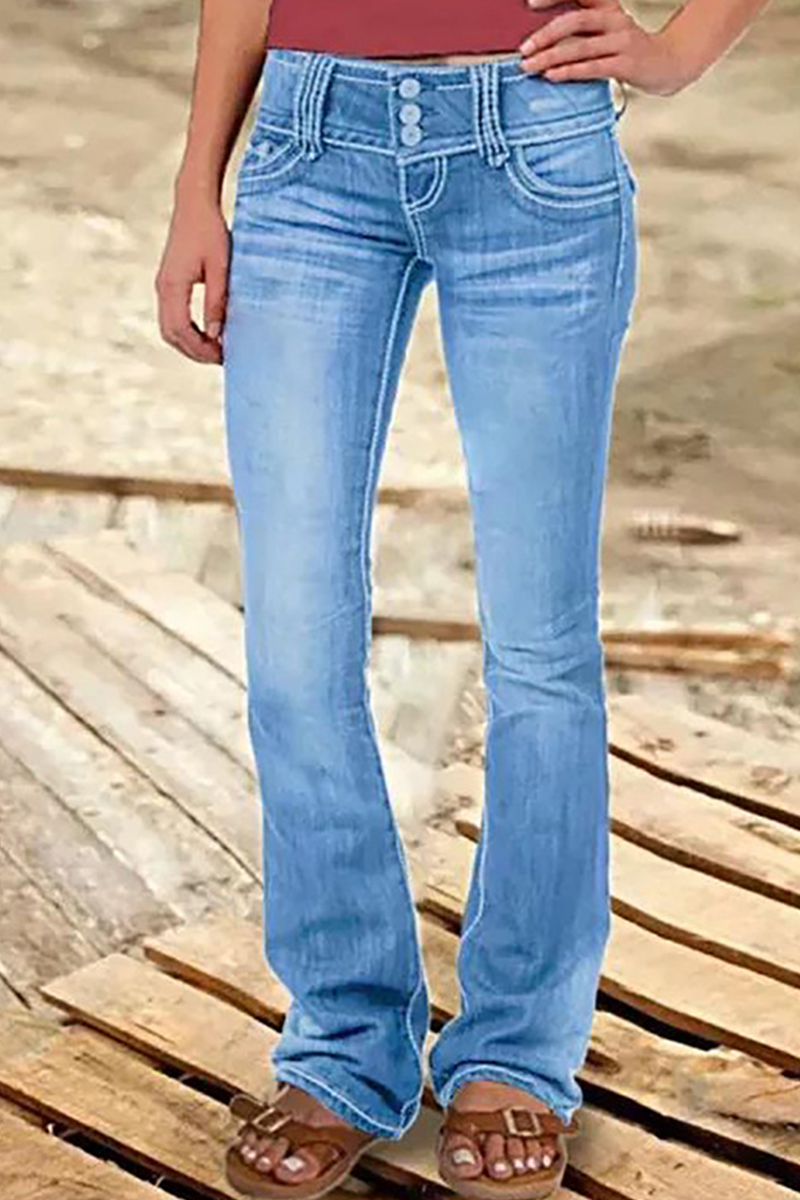 Street-patchwork gescheurde denim jeans met hoge taille en bootcut - een must-have toevoeging