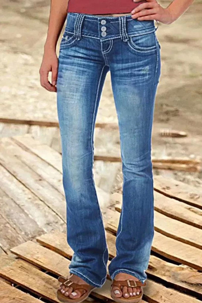Street-patchwork gescheurde denim jeans met hoge taille en bootcut - een must-have toevoeging