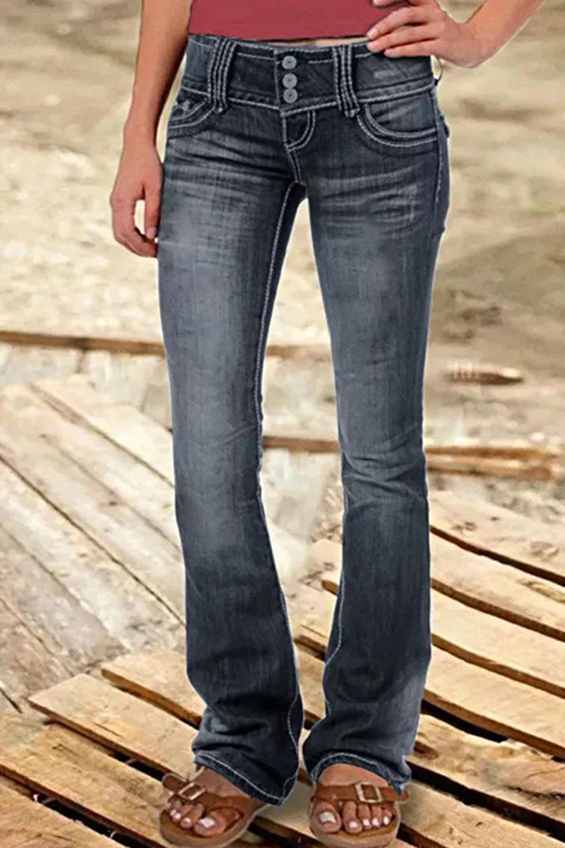 Street-patchwork gescheurde denim jeans met hoge taille en bootcut - een must-have toevoeging