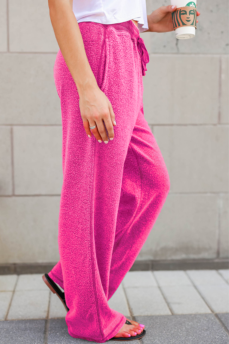 Casual & Stylish Classic Solid Draw String Pocket Loose Wide Leg Classic Solid Color Bottoms(5 Colors)