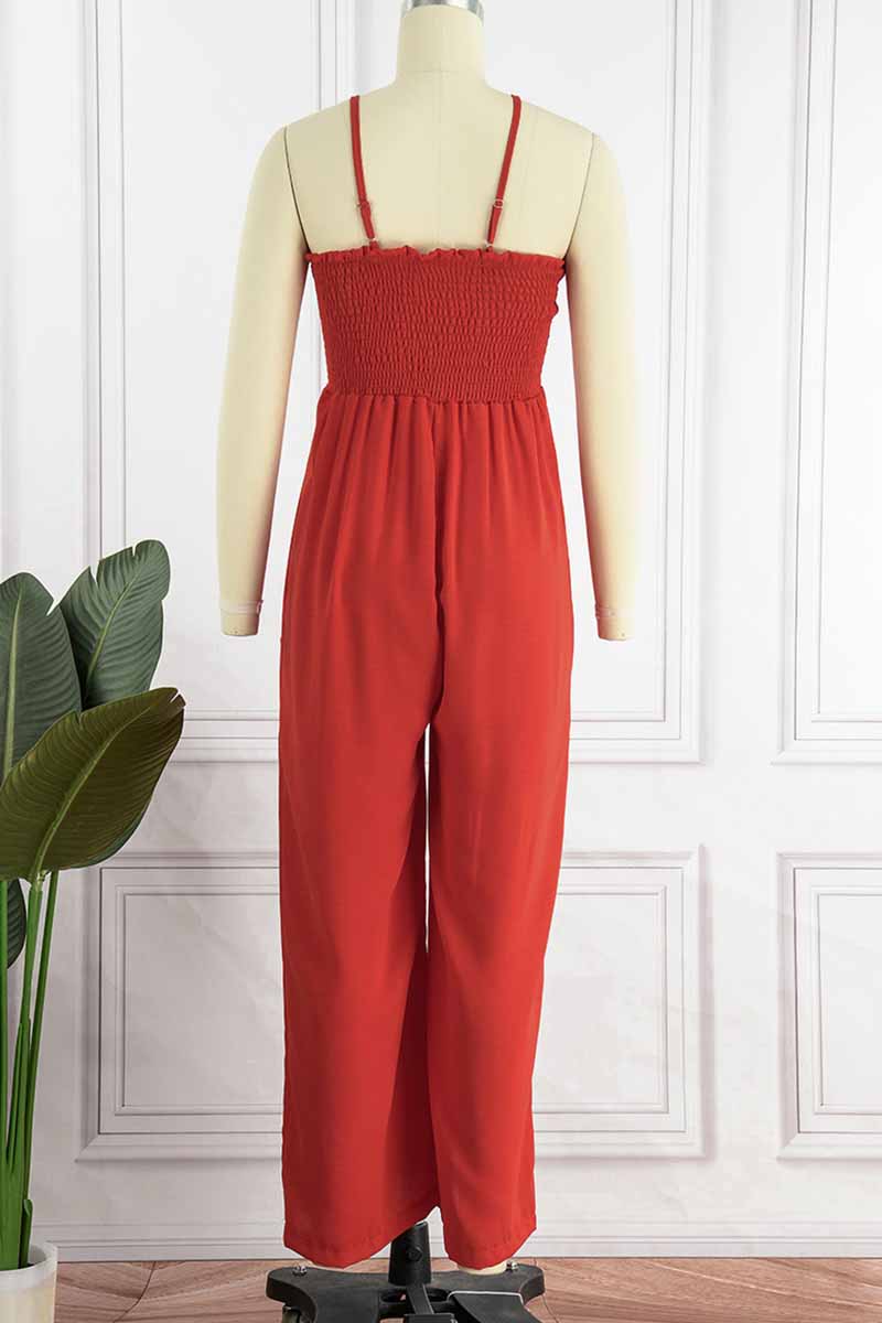 Fashion Living Klassieke effen zakspaghettiband losse jumpsuits (5 kleuren)