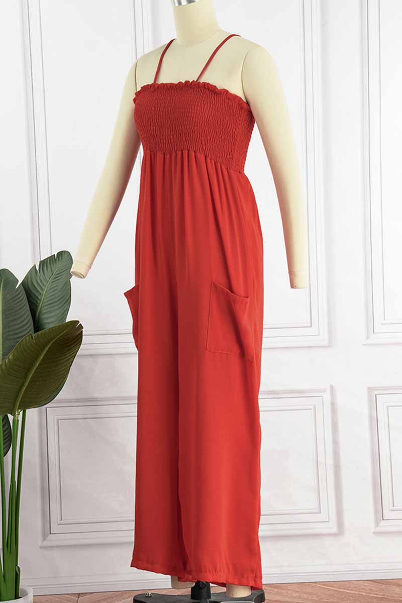 Fashion Living Klassieke effen zakspaghettiband losse jumpsuits (5 kleuren)