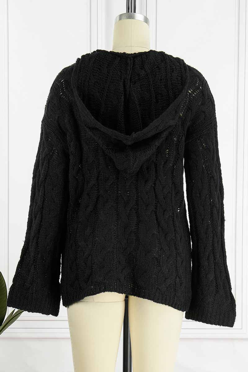 Fashion Street Classic Solid Patchwork Hooded Collar Sweaters(16 Colors)