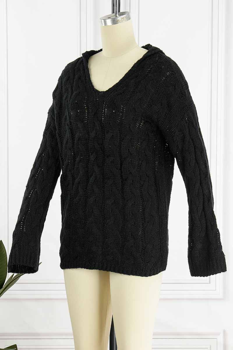 Fashion Street Classic Solid Patchwork Hooded Collar Sweaters(16 Colors)