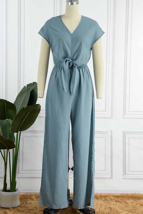 Fashion Street Classic Solid Backless V Neck Loose Jumpsuits(3 Colors)