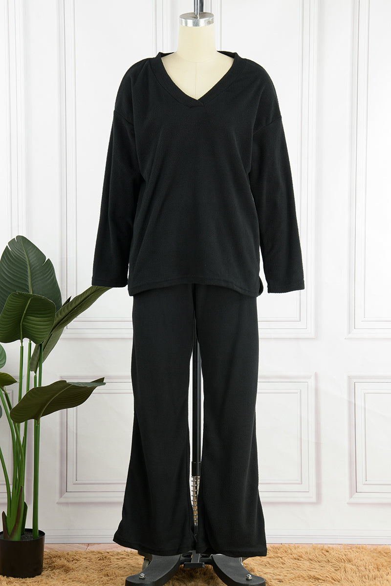 Casual en stijlvol Losvallend Klassiek Effen kleur V-hals Twee stukken (5 kleuren)