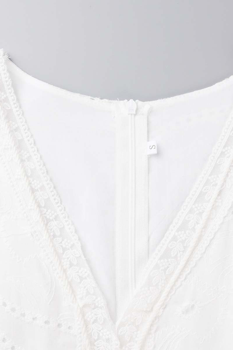 Sweet Elegant Solid Tassel Embroidered Hollowed Out V Neck A Line Dresses Elegant For Special Occasions