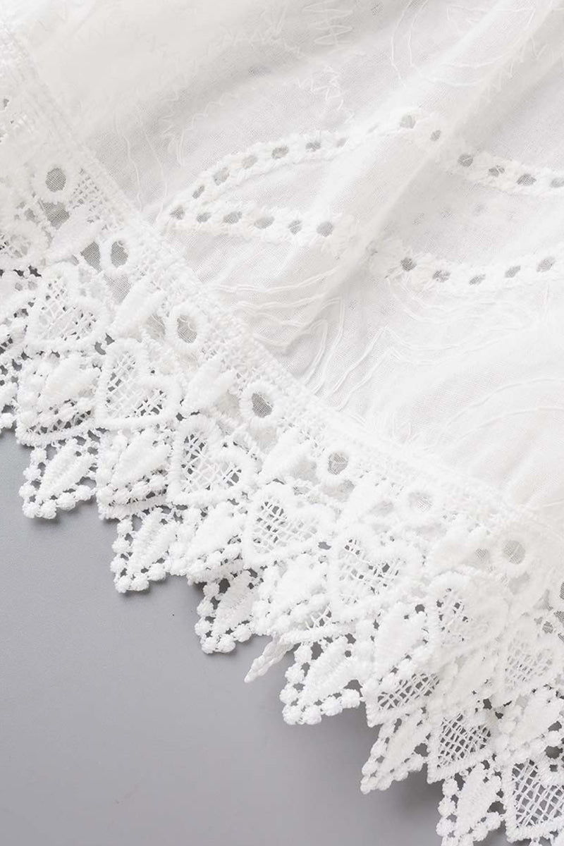 Sweet Elegant Solid Tassel Embroidered Hollowed Out V Neck A Line Dresses Elegant For Special Occasions