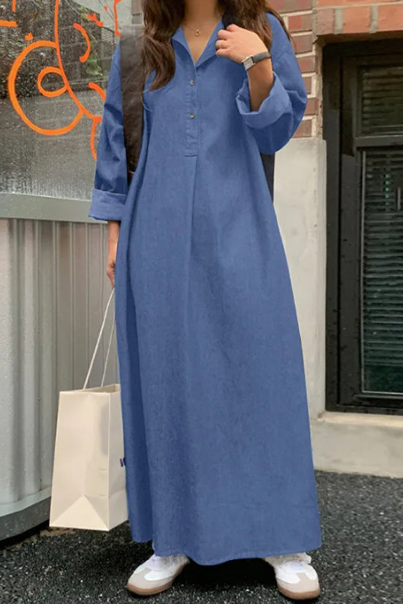 Casual Solid Pocket Polo Collar Irregular Dress Dresses Elegant For Sp — Agloryz