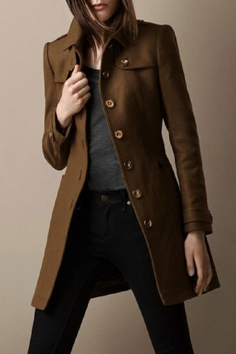 Elegant Solid Patchwork Turndown Collar Outerwear - A Must-Have Addition
